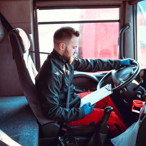 truck driver checking his route