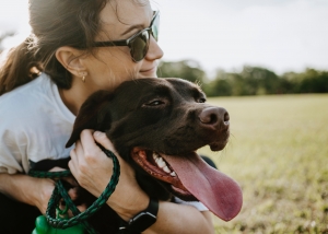 woman and dog